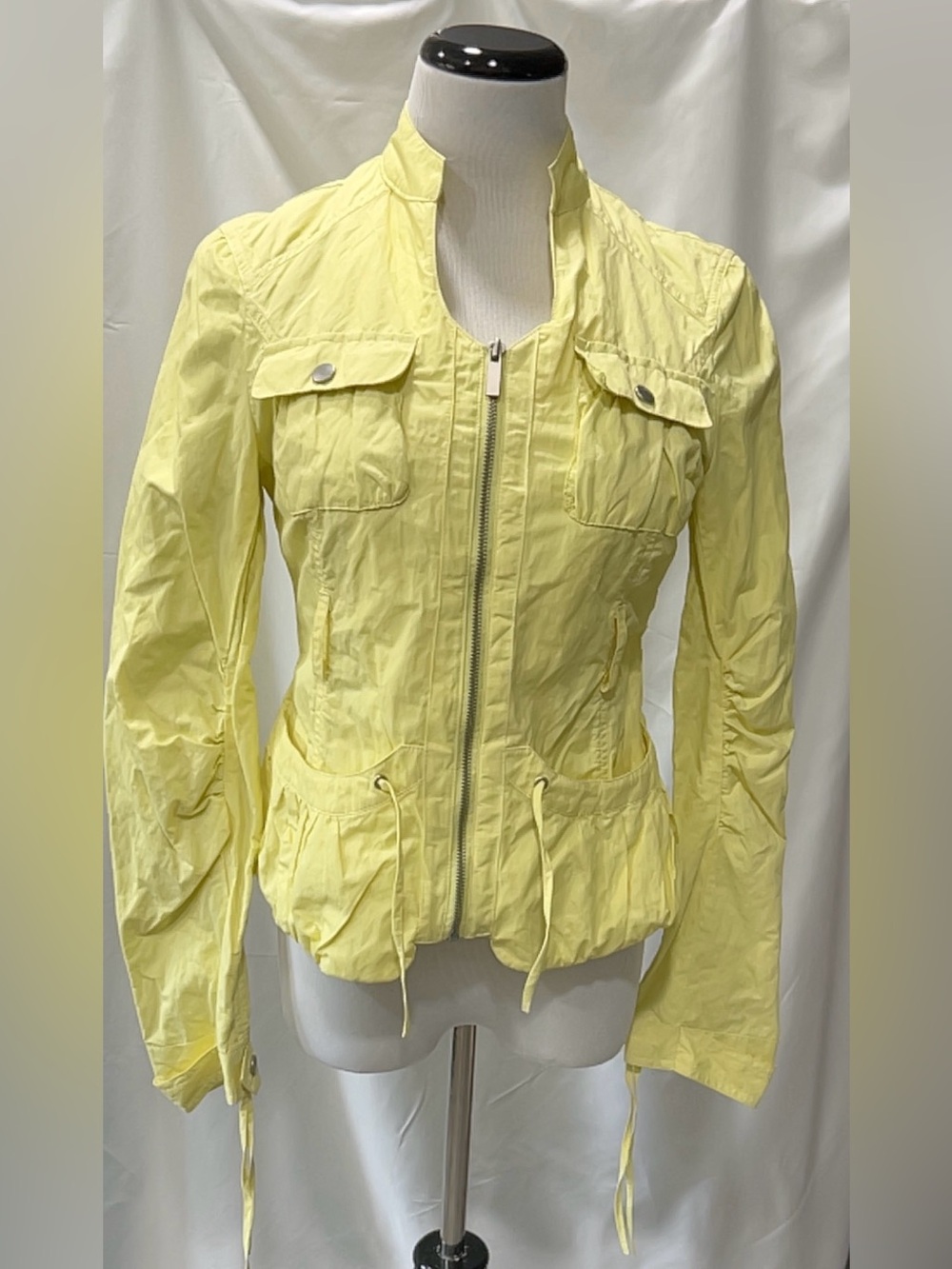 Blanc Noir Yellow Utility Full Zip Jacket Womens Size Small Lightweight